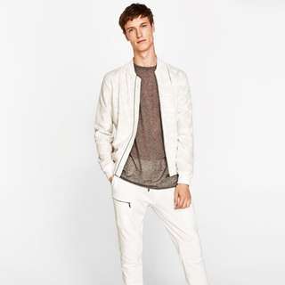 Zara Man Bomber Jacket White