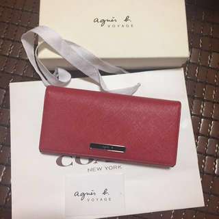 日本購入Agnes.b 紅色真皮長夾