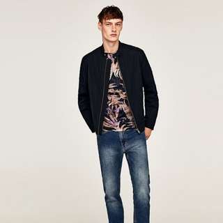 Zara Man Jacket With Mao Collar