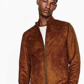 Zara Man Basic, Faux Suede Jacket With Zip