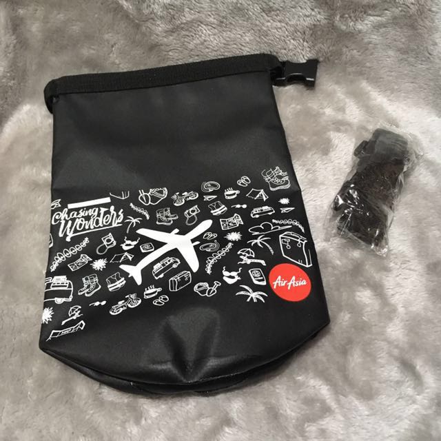 Black Travel Dry Bag 2l Air Asia Print Men S Fashion Bags Briefcases On Carousell