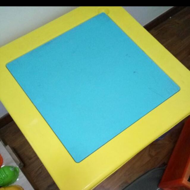 Blocks table (Category: Kids' Tables & Chairs) located in Singapore. Submitted by hamcheese (Listing ID 131754509, Image 2). Description: Preloved blocks table Table can be used for drawing and can be flipped to a blocks table Including the blocks as seen in the photo.