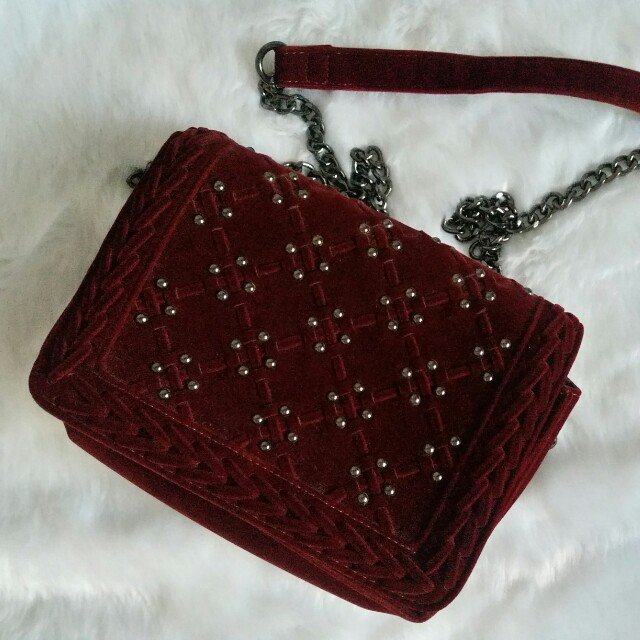 velvet sling bag