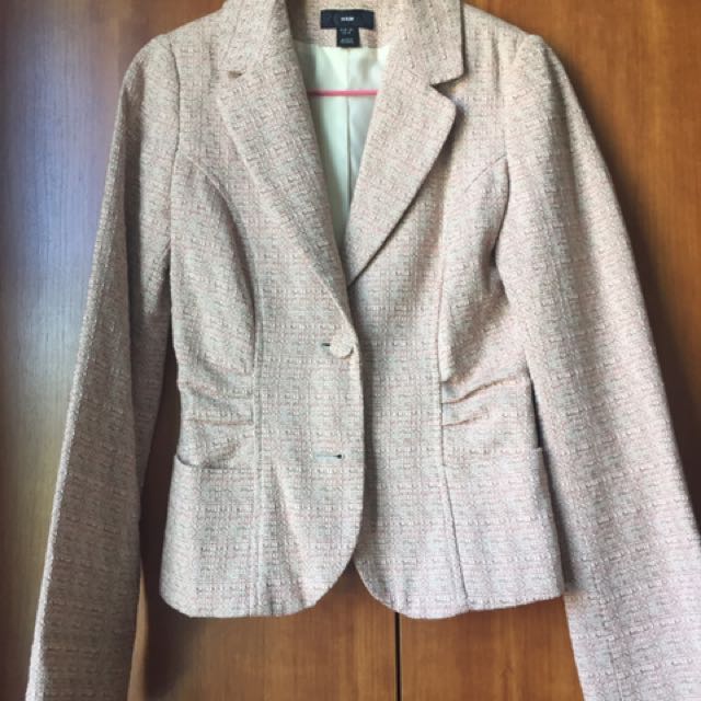 H&M pink tweed blazer, Women's Fashion, Coats, Jackets and Outerwear on ...