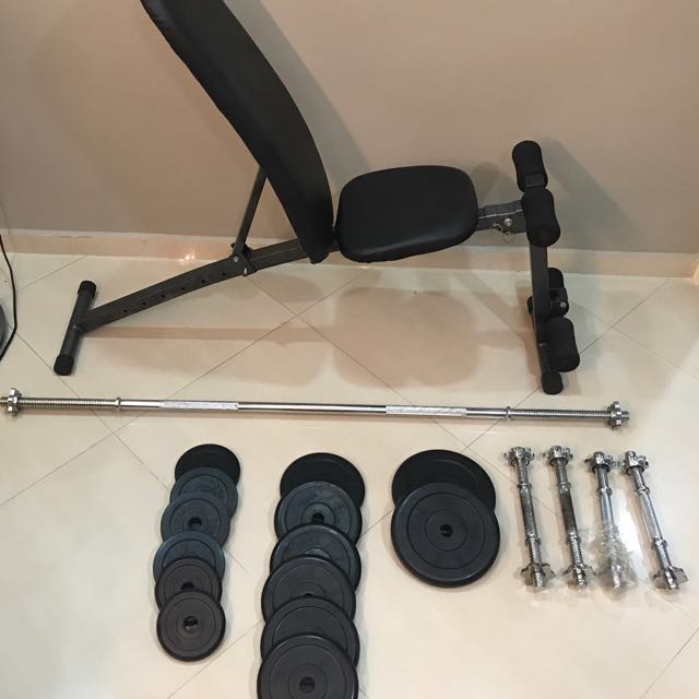 Home Workout Equipment Bar Rubber Weights Bench Sports