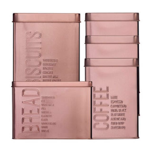 Kmart Homemaker Set Of 5 Canisters Rose Gold Rare Kitchen