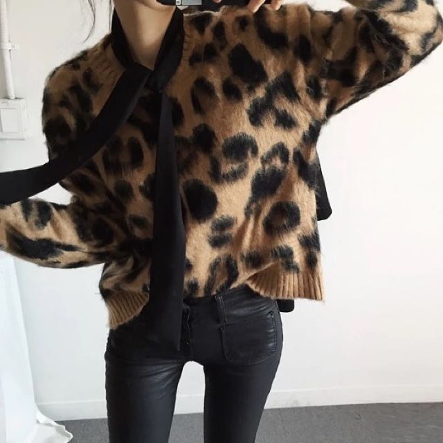 leopard print fluffy jumper
