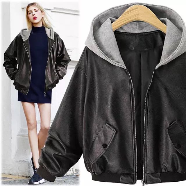 Xl 4xl 2018 European Women S Hooded Loose Leather Jacket Xl 4xl 2018 European Women S Hooded Loose Leather Jacket Fashion Clothes Outerwear On Carou