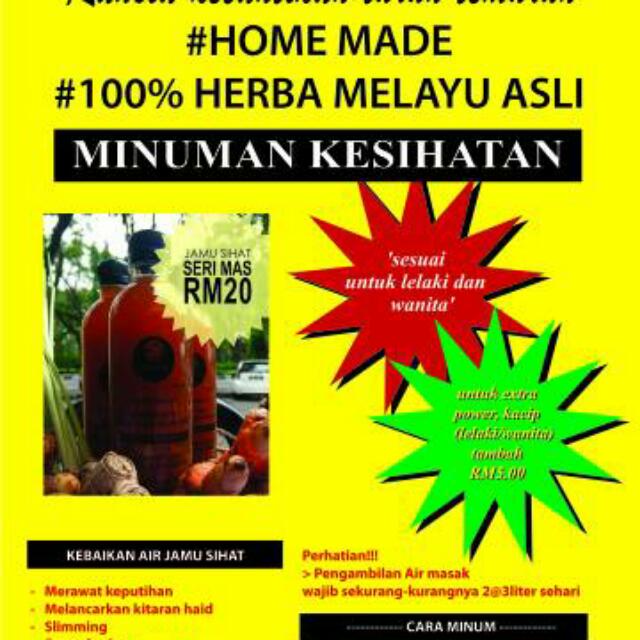 Air Jamu Sihat 100%herba Tradisional Melayu Asli, Health 