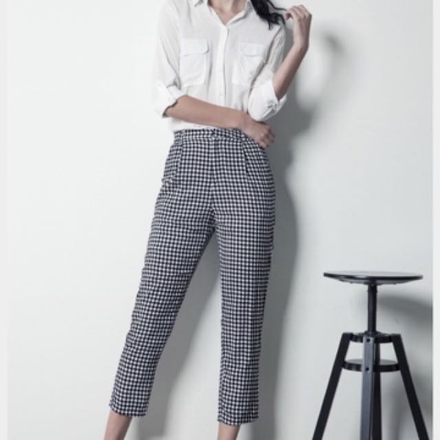 Gingham jeans womens clearance