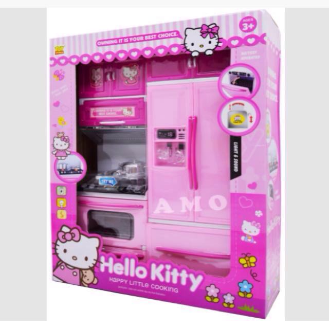 Hello Kitty Modern Kitchen Set Girl Children Playhouse Simulation Tableware Kitchen Play Set Mini Play Set Doll House Toy Kitchen Set Babies Kids Toys Walkers On Carousell