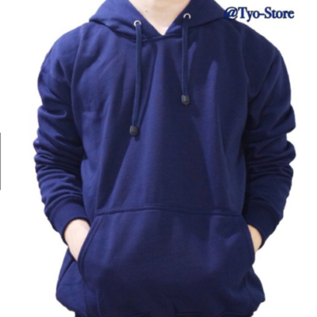 Jaket Polos Sweater Hoodie Jumper Polos Biru Dongker Navy Jaket