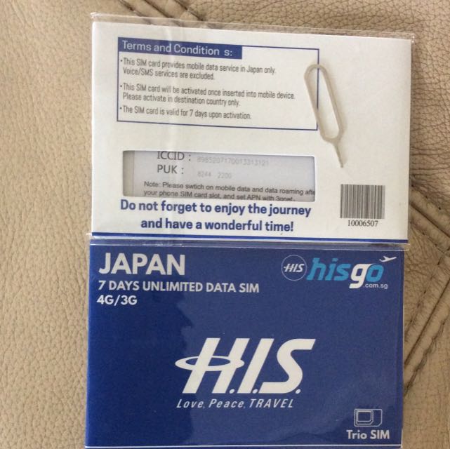 Japan 7 Days Unlimited Data Sim Card 4G/3G, Mobile Phones & Gadgets
