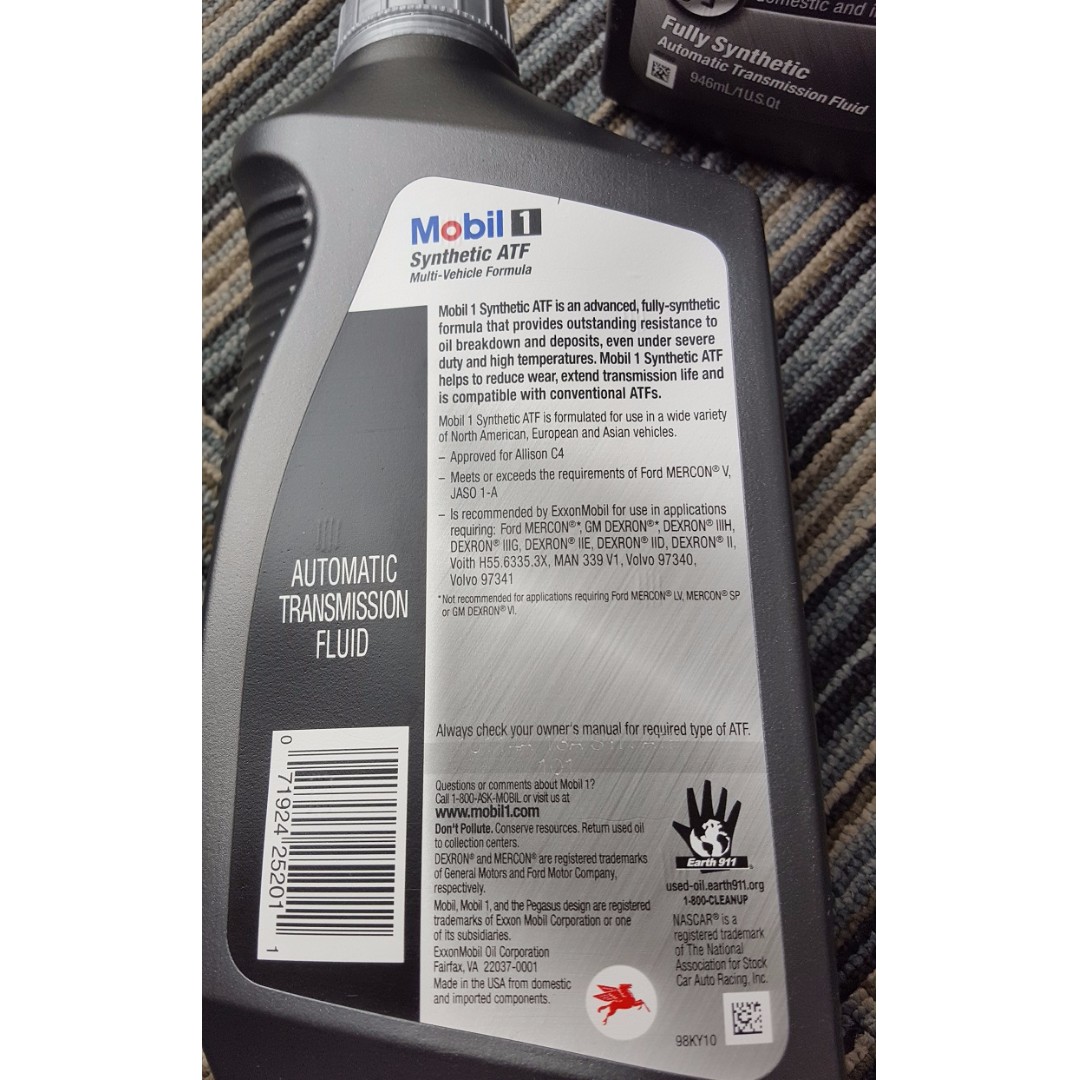  Mobil 1 112980 Synthetic Automatic Transmission Fluid - 1 Quart  : Automotive