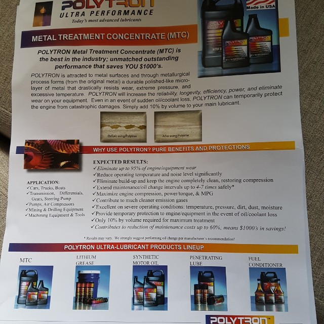Polytron (Category: Motorcycle Accessories) located in Singapore. Submitted by zai653922 (Listing ID 120298664, Image 2). Description: For those who stay in east can get your polytron from me price is $75 for 473ml bottle.Its in new packaging so u guys can buy the new polytron instead of the old polytron.Anything can whatsapp me at 90686644.
