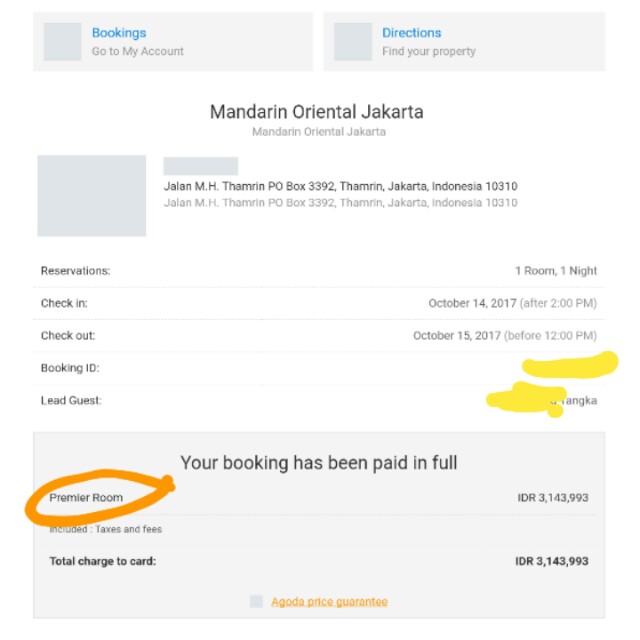 Voucher hotel MANDARIN ORIENTAL JAKARTA, Tiket & Voucher, Kartu Hadiah