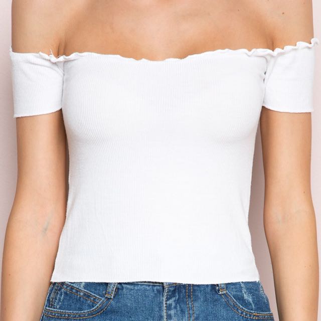 Authentic Brandy Melville Jessie Anya Off Shoulder Rib Top