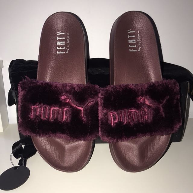 rihanna puma slippers burgundy