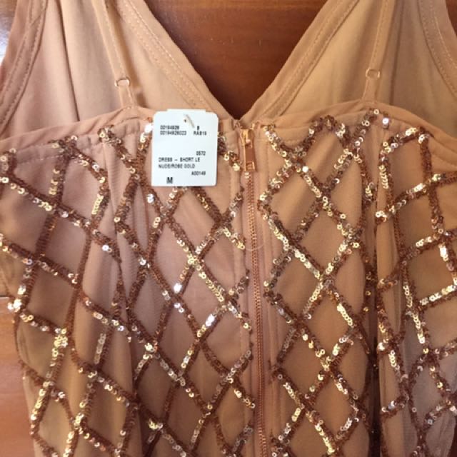 Forever 21 Nude Rose Gold Sequin Dress