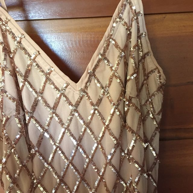 Forever 21 rose gold sequin cheap dress