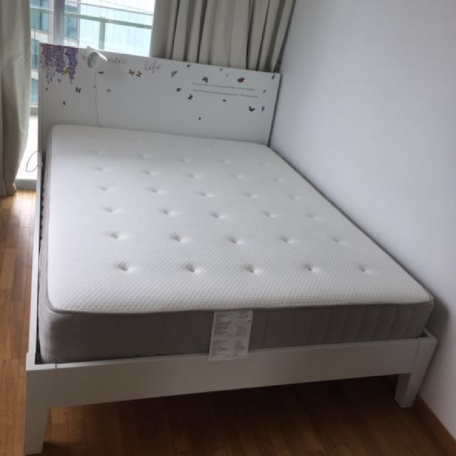 IKEA queen size bed set, Furniture & Home Living, Furniture, Bed Frames