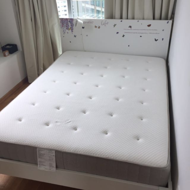 IKEA queen size bed set, Furniture & Home Living, Furniture, Bed Frames
