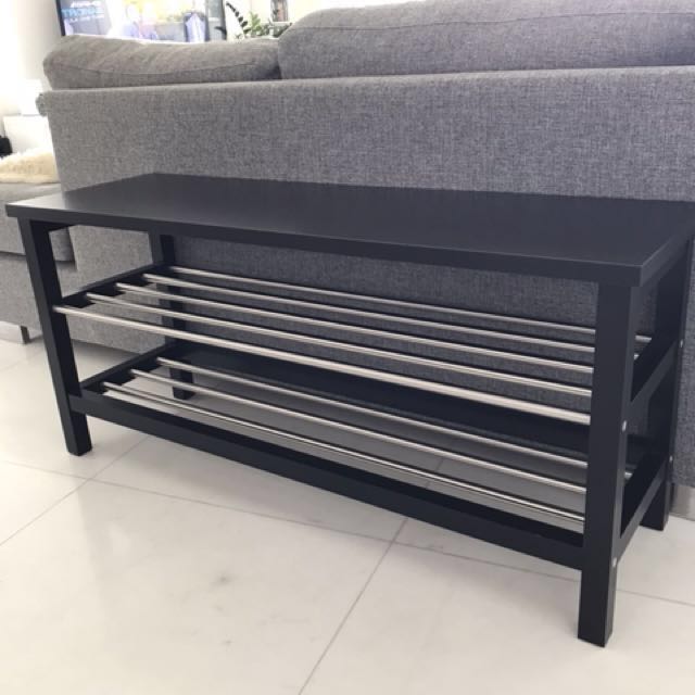 TJUSIG Bench with shoe storage, black, 42 1/2x19 5/8 - IKEA