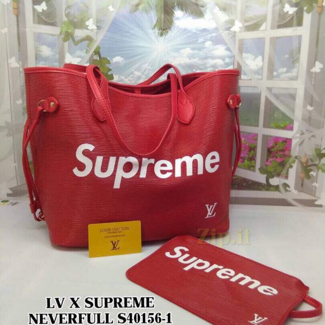 LV x Supreme Neverfull bag inspired, Women's Fashion, Bags & Wallets ...