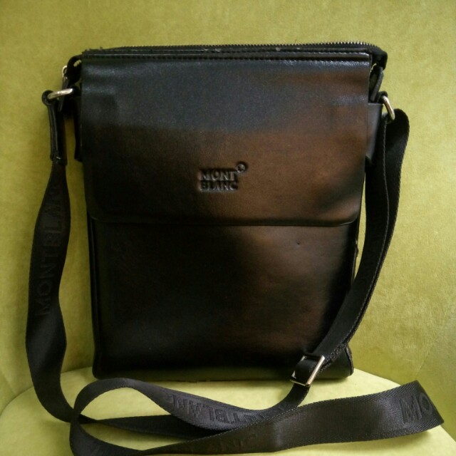 Mont Blanc Black Sling Bag, Fesyen Pria, Tas \u0026 Dompet di Carousell