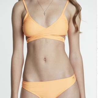 Orange Crossover Wrap Bikini Set