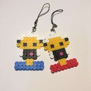 Handcrafted limited edition "8bit red vs blue selfie" keychains
