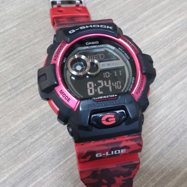 Casio G Shock G Lide Red Camo Gls 00cm 4dr Authentic G Shock Surfing Watch Men S Fashion On Carousell