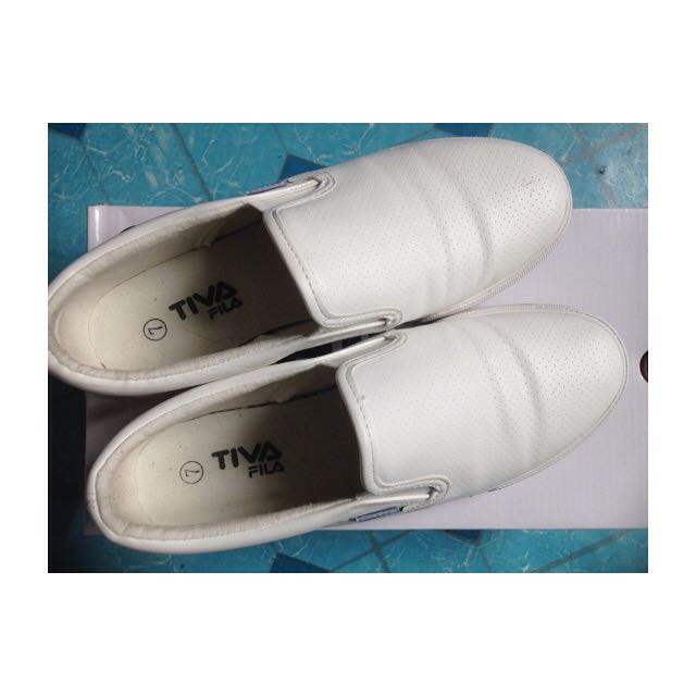 Fila White Slip On, Women's Fashion 