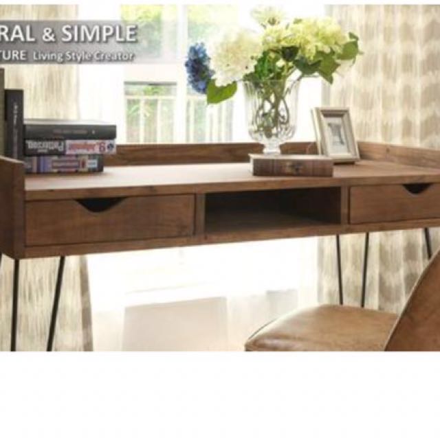 Rustic Computer / study table (Category: Tables & Sets) located in Singapore. Submitted by taeum (Listing ID 131966603, Image 2). Description: Solid wood rustic computer / study table. Original price is 1200. Condition 7/10. Viewing can be arrange and price is negotiable. .