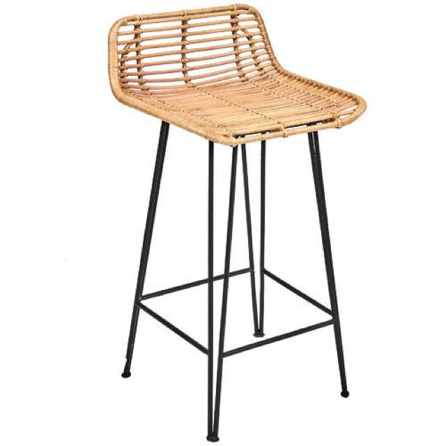 Teak Bar Stool Chair Solid Wood 99 119 Rattan Tall Chair