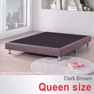 Queen Size * Divan Bed Base * Fabric Upholstery * Dark Brown * Metal Legs * Fast Delivery