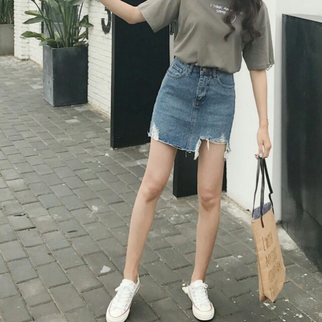 High Waisted Denim Skirt Outfits Tumblr 2024 espacioeje