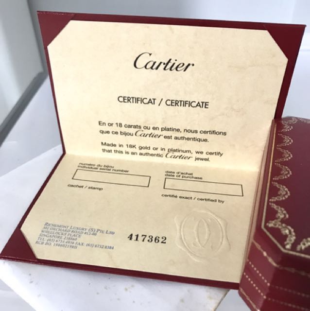 cartier watch certificate of authenticity