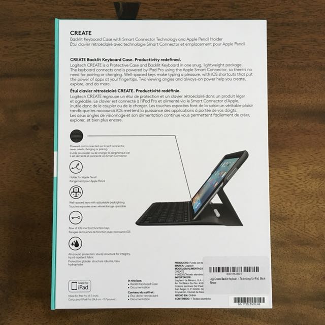 Logitech CREATE Backlit Keyboard Case for 9.7inch iPad Pro BNIB