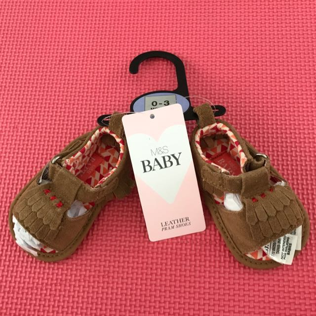 M\u0026S Baby Leather Pram Shoes 0-3 Months 