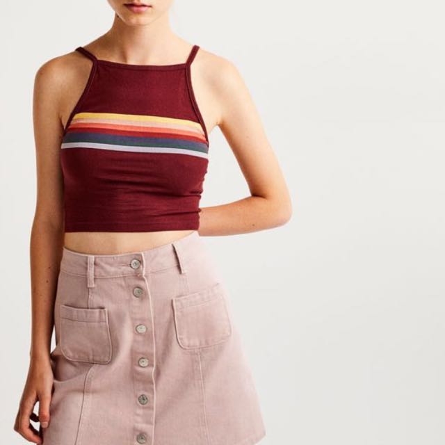 Pull And Bear Rainbow Stripe Crop Cami Women S Fashion Clothes