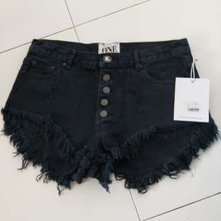 ONE teaspoon denim shorts black raw hem brand new FREE POSTAGE