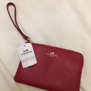 Coach 零錢包 手拿包 紅色 防水 可放6s