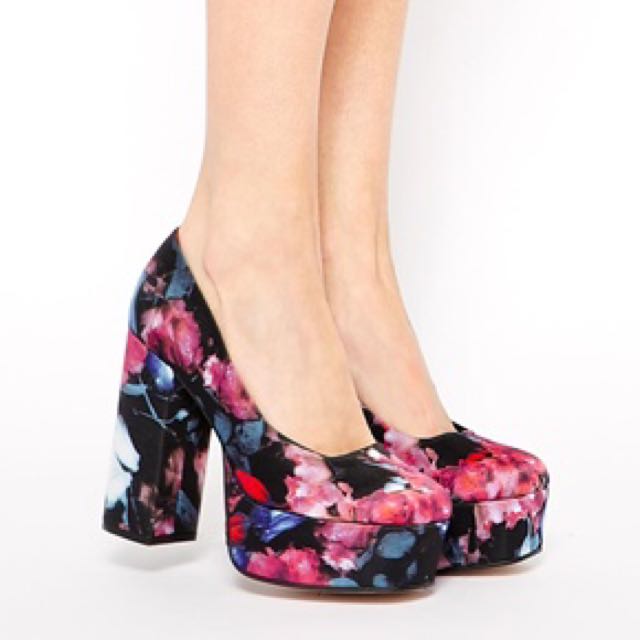 ASOS Floral Platform Heels UK7, Women's 