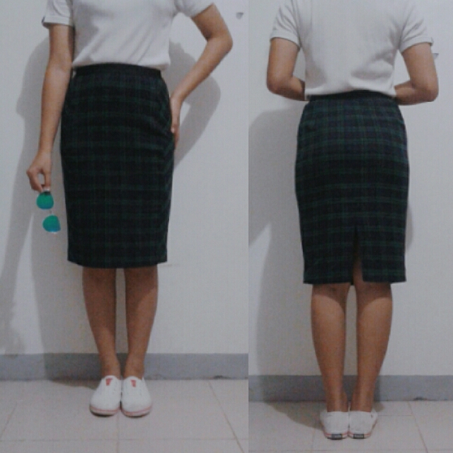 Plaid pencil top skirt uniqlo