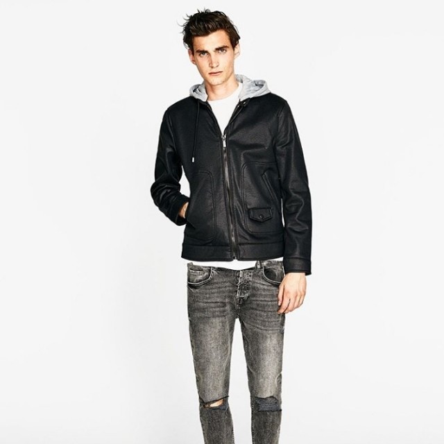 zara man hooded jacket