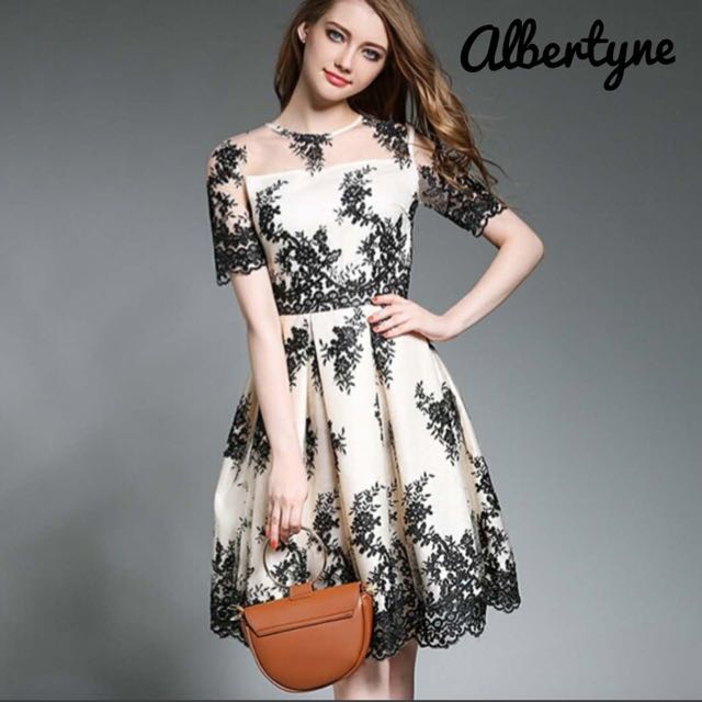 Albertyne Dress Modern Victorian Lace Pleated Evening Dress S