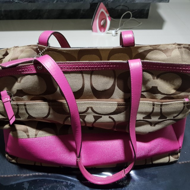 Purple coach clearance diaper bag
