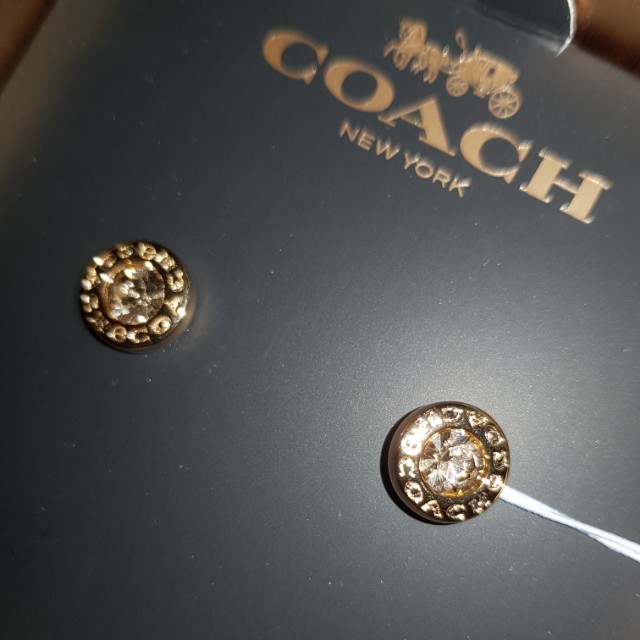 Coach Open Circle Stone Strand Earrings Rosegold