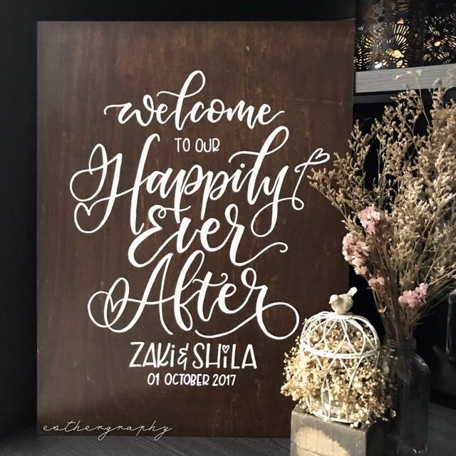 Esthergraphy Customised Wooden Welcome Wedding Signboard Design Craft Art Prints On Carousell